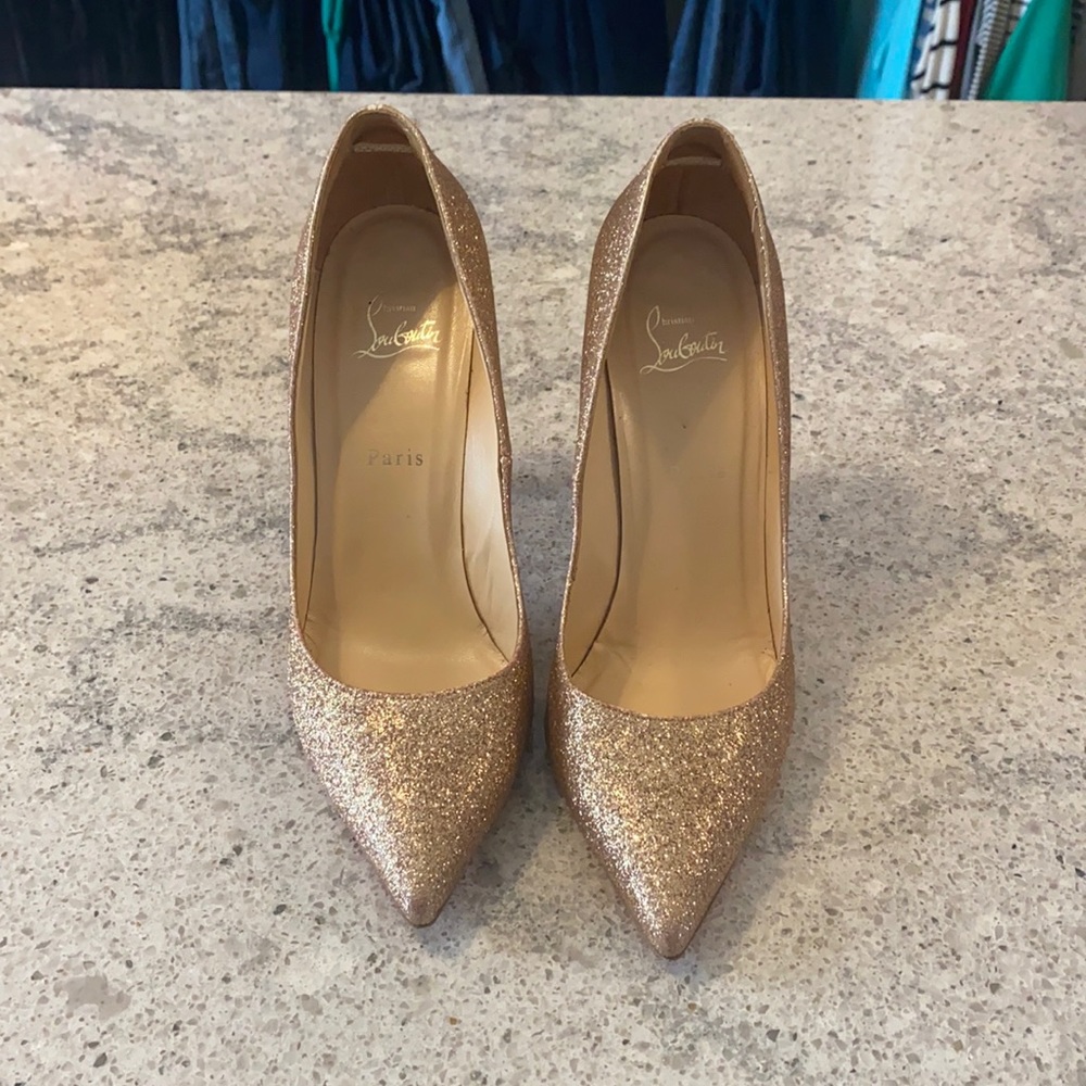 Christian Louboutin gold glitter heels size 41